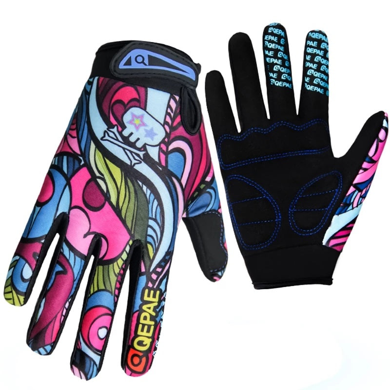 Print Cycling Gloves Bike Bicycle Sports Full Finger Hiking Gloves Mesh GEL Winter Gloves Man Women