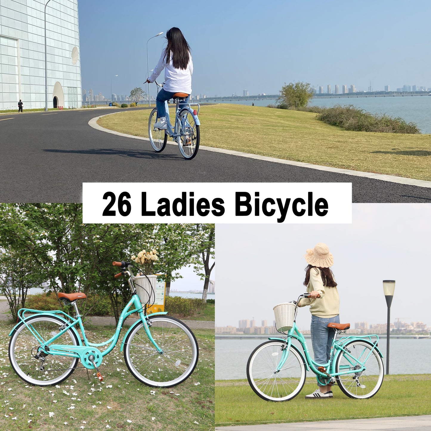 7 Speed; Steel Frame; Multiple Colors 26 Inch Ladies Bicycle