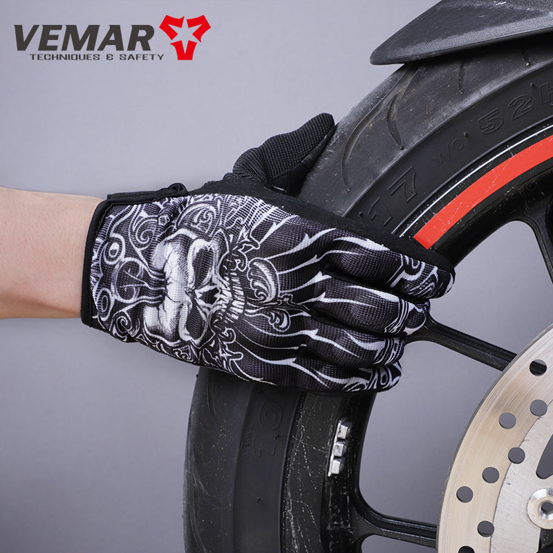 Vemar Summer Motorcycle Gloves Men Skull Mesh Moto Gloves Motorcyclist Touch Screen Biker Gloves guantes moto Black VE-203