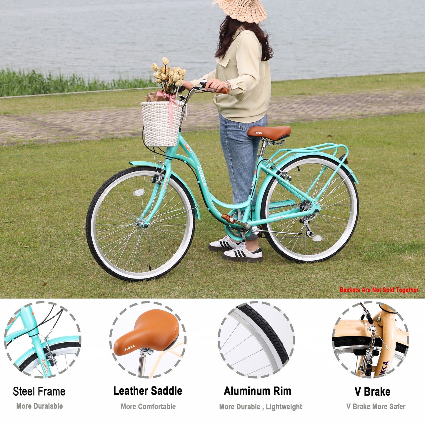 7 Speed; Steel Frame; Multiple Colors 26 Inch Ladies Bicycle