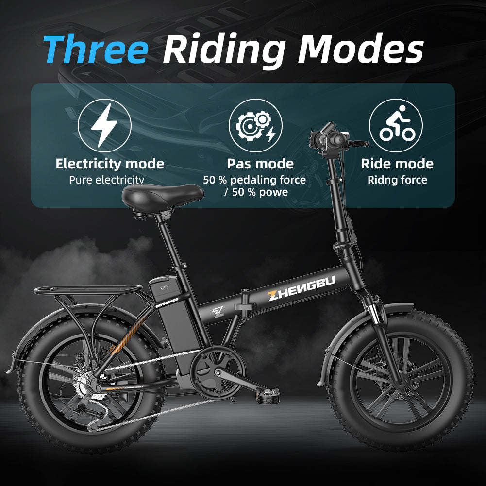 ZHENGBU EUY F6 20 Inch 750W 48V 15AH 18AH 20AH Shimano 7 Speed Folding E Bike Fat Tire Electric Bike